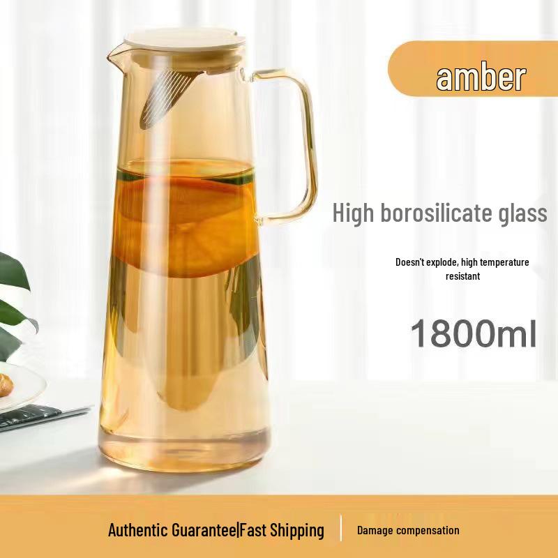 Amber High-Capacity Glass Pitcher Set for Cold Beverages