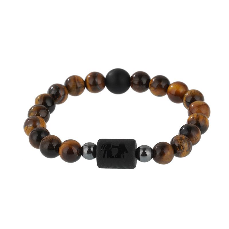 Pulsera con Colgantes de Constelaciones de los 12 Signos del Zodiaco para Hombre Mujer Multicapa Pulsera de Ojo de Tigre Regalo de Amistad Sagitario Acuario Leo
