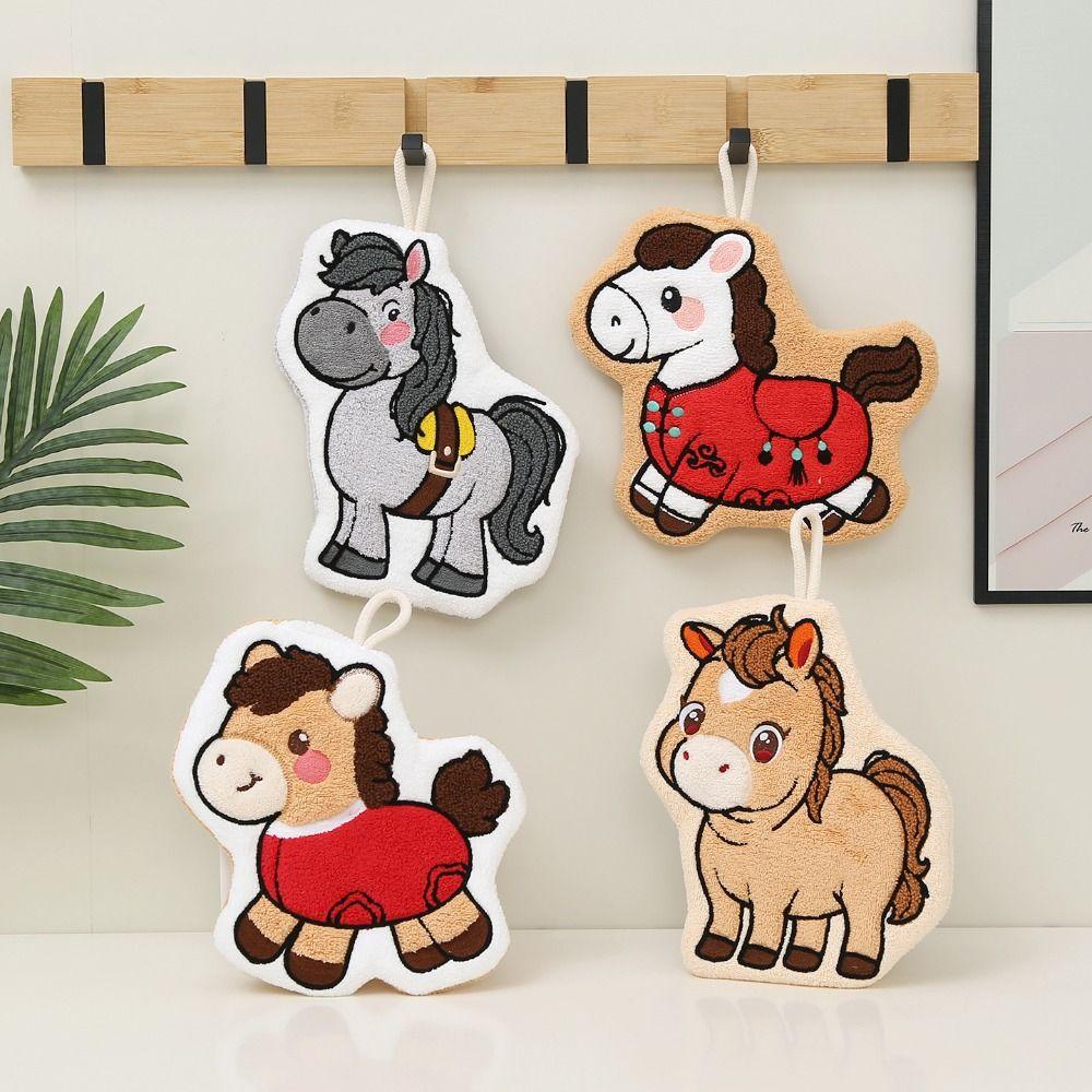 Lucky Horse Hand Towel Strong Water Absorption Soft Thick Absorbent Towels Thickened Hanging Style Hanging Towel