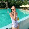 Source Girl Polka Dot Swimsuit Female Sexy Triangle One-piece Halter Suspender Small Breast Hot Spring Swimsuit