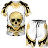 Men Skull 3D Printed Tees/Shorts/Suits Gothic Punk T-Shirt Casual Hip Hop Street Clothing Summer Joggers 2 Piece Sets