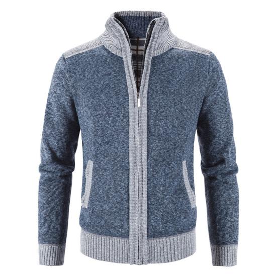 Zipper Closure Men Cardigan with Pocket Polyester Precisely Detail Men Sweater for Dating Wear