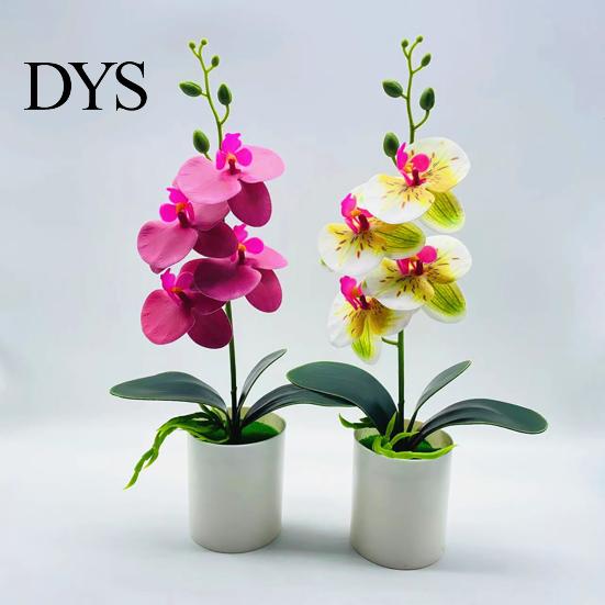 Artificial Bonsai Plant No-watering Realistic Weather-resistant Outdoor Indoor Fresh-keeping Potted Fake Orchid Flower for Balcony