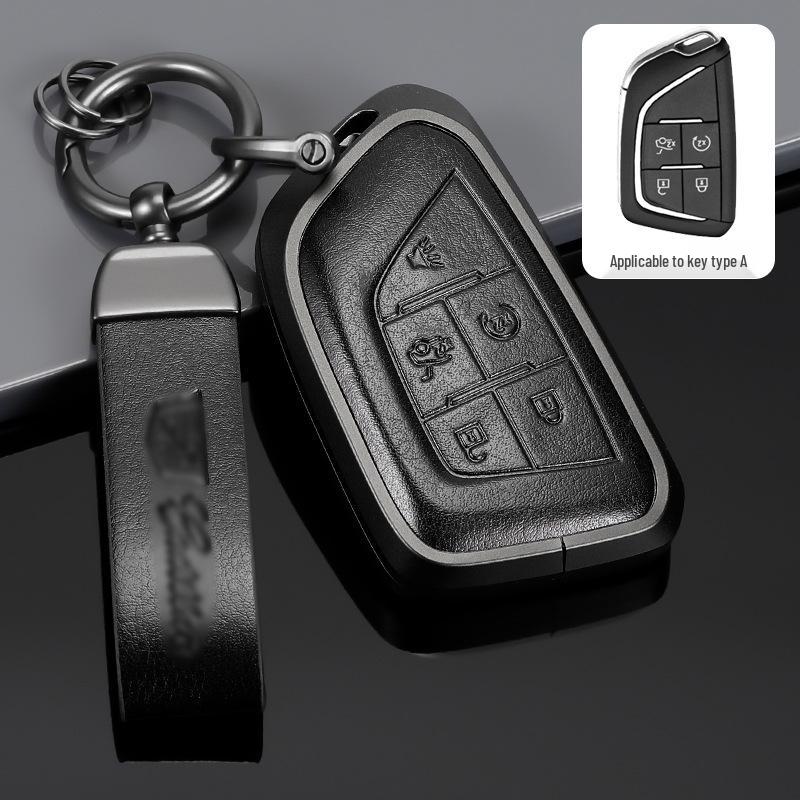 Genuine Leather Key Case for Cadillac XT5, CT5, XTS Key Fob - Unisex Design with Buckle