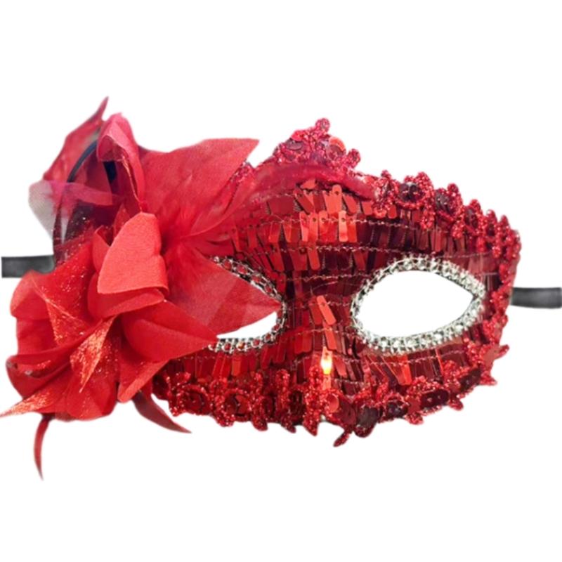 Halloween Mask,Masquerade Venetians Mask Flower Sequins Eye Mask,Half Face Masquerade Mask for Carnival Balls Dress Party