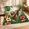 Tropical Sloth with Hibiscus Coral Fleece Blanket Cute Summer Decor