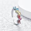 2025 Blue Red Multi-Colored  Zircon Open Finger Rings for Women High Quality  Sterling Silver Rings Wedding  Gift
