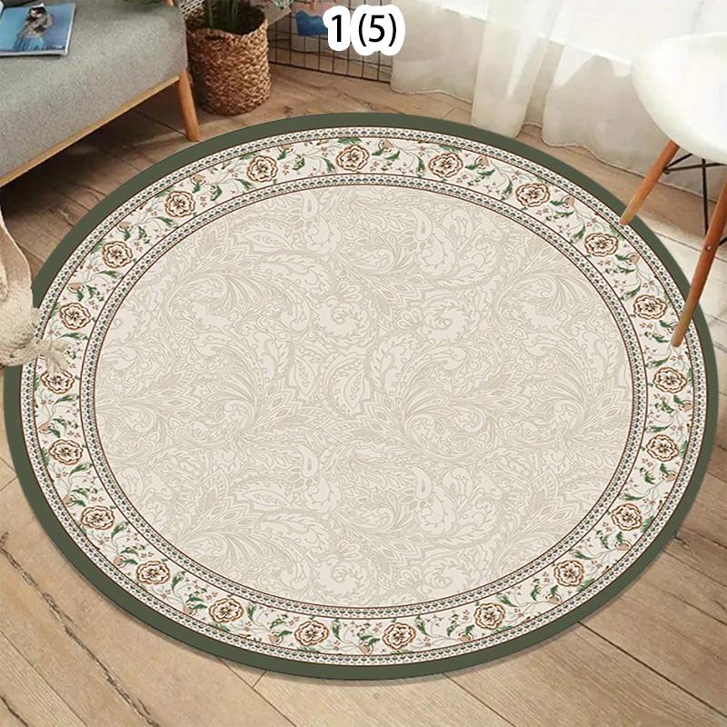 

Round Vintage Rose Living Room Carpet Black White Checkerboard Pattern Area Rug Modern Home Decor Soft Non-slip Mat for Bedroom 100cm