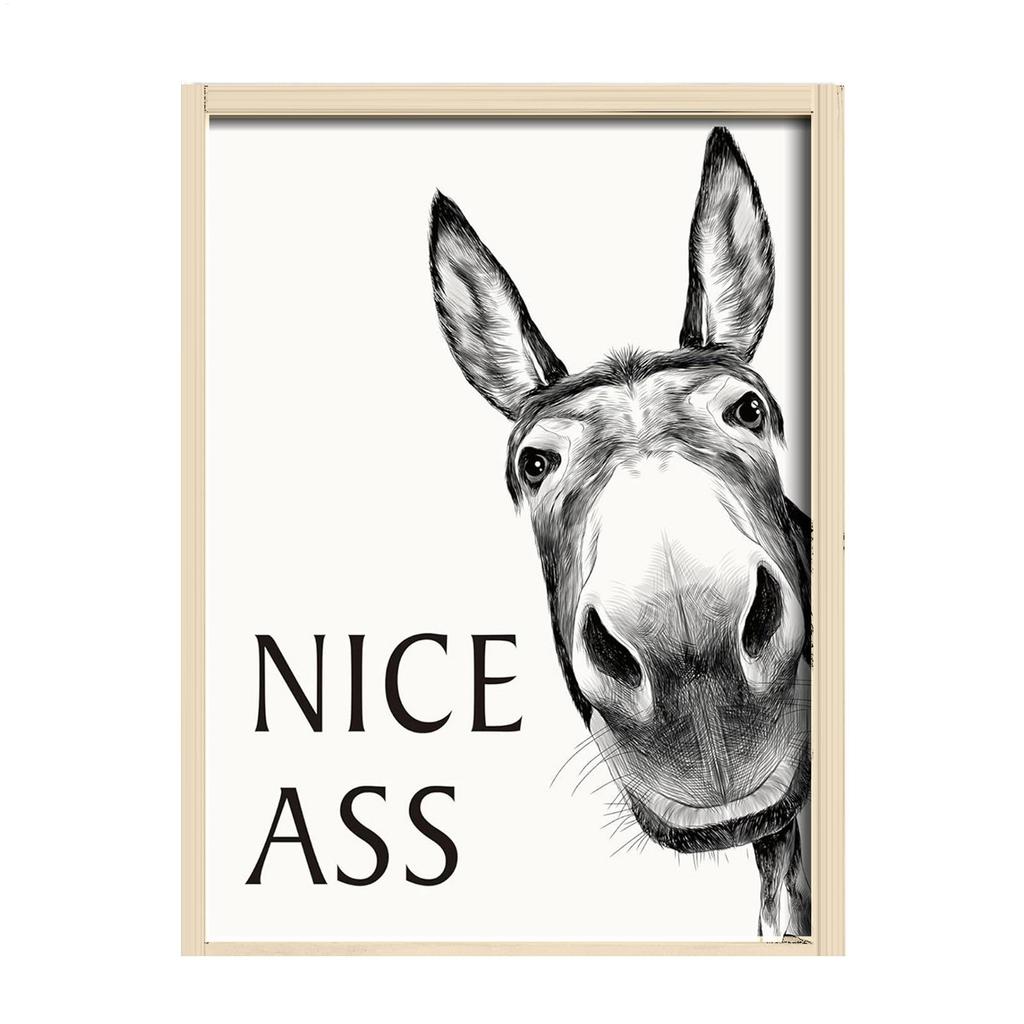 Funny Bathroom Signs Decor - Humorous Nice Vintage Metal Cute Donkey Tin Sign Wall Art Pictures For Home Bathroom Decor