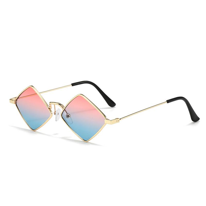 New Style Women's Metal Material Diamond Shaped Sun Glasses Women Fashion Style Street Photography Sunscreen Eyeglasses UV400 Protection Eyewear