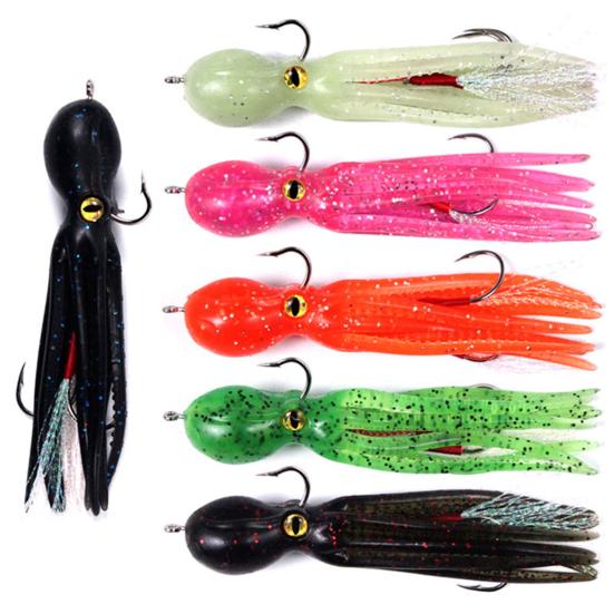 21g/11cm Reusable Squid Bait Attractive Far Throwing Distance Convenient Carrying Double Hooks Artificial