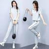 Abbigliamento Estivo da Donna Elegante Set Due Pezzi per la Stagione Estiva. Set con felpa casual sportivo alla moda in stile coreano.