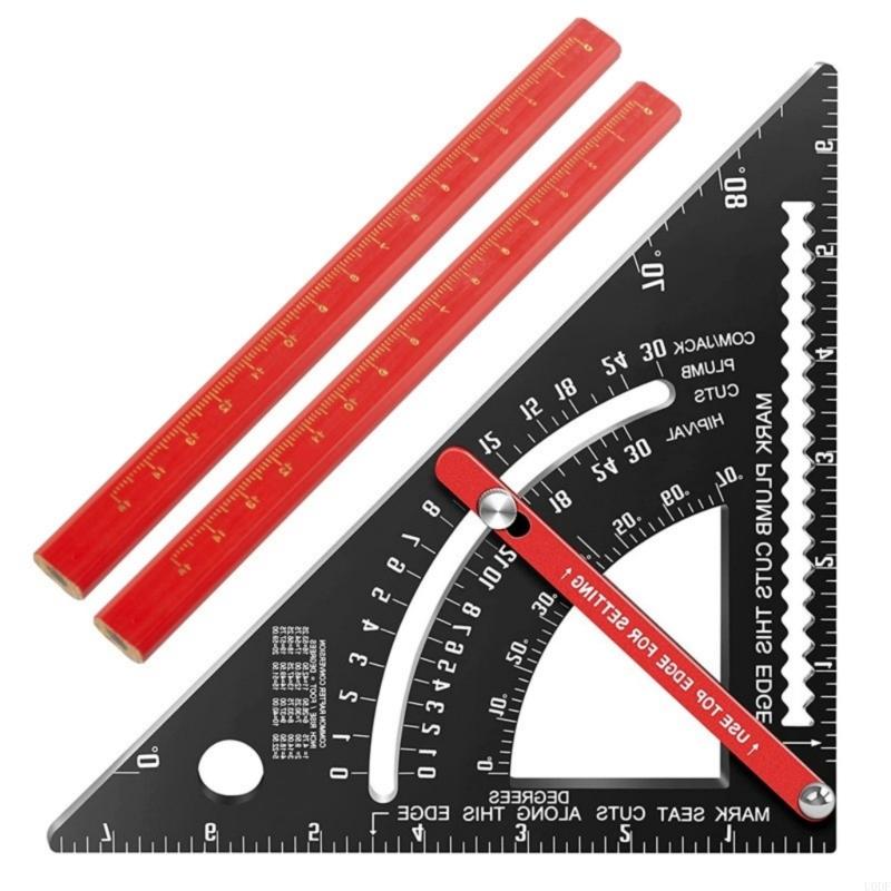   MM/INCH Carpenter Square Aluminium Ruler Woodworking Measurement Tool