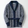 Casaco de Lã Jacquard com Diamantes Europeu e Americano Masculino - Cardigan Suéter Grosso de Comprimento Médio com Cinto para Outono e Inverno (SY0217)