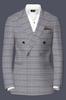 Chicago Gray Super fine Plaid Double Breasted Wool Rich Blazer
