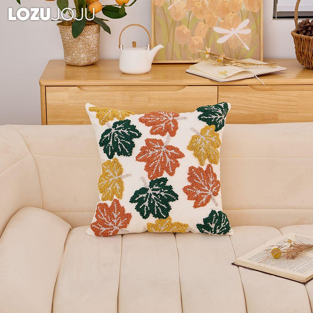 1 PZ Federa per Cuscino di Halloween LOZUJOJU Motivo Zucca Foglia Ricamo Tridimensionale Copricuscino per Divano Soggiorno Camera da Letto Arredamento Casa