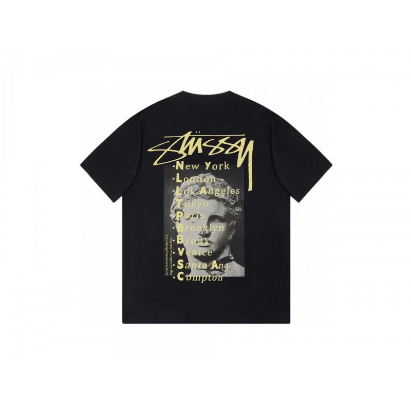 Stussy Short Sleeve T-Shirt Teens Loose Fit 270g Cotton Round Neck Casual Wear