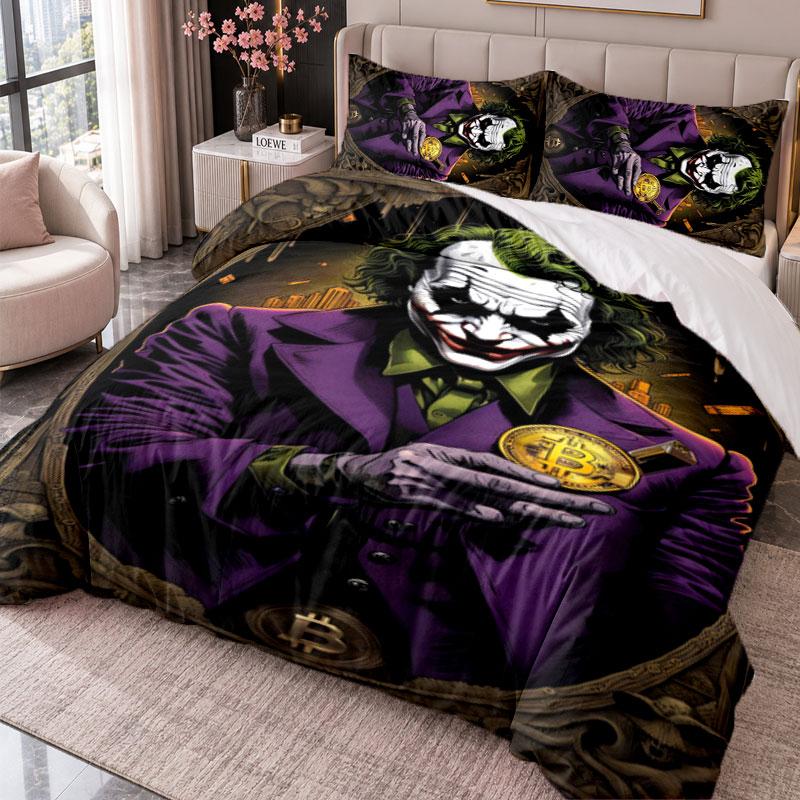 Joker 3Pcs Bedding Set Duvet Cover With Two Pillowcases For Bedroom Home Decoration