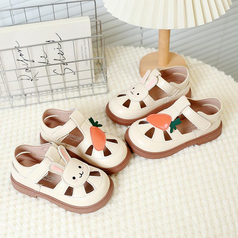 Mädchen Prinzessin Freizeitschuhe Ausgehöhlt Atmungsaktiv Kinder Sandalen mit Niedlichem Kaninchen 2025 Sommer Neu Kinder Strandschuhe Weiche Sohle
