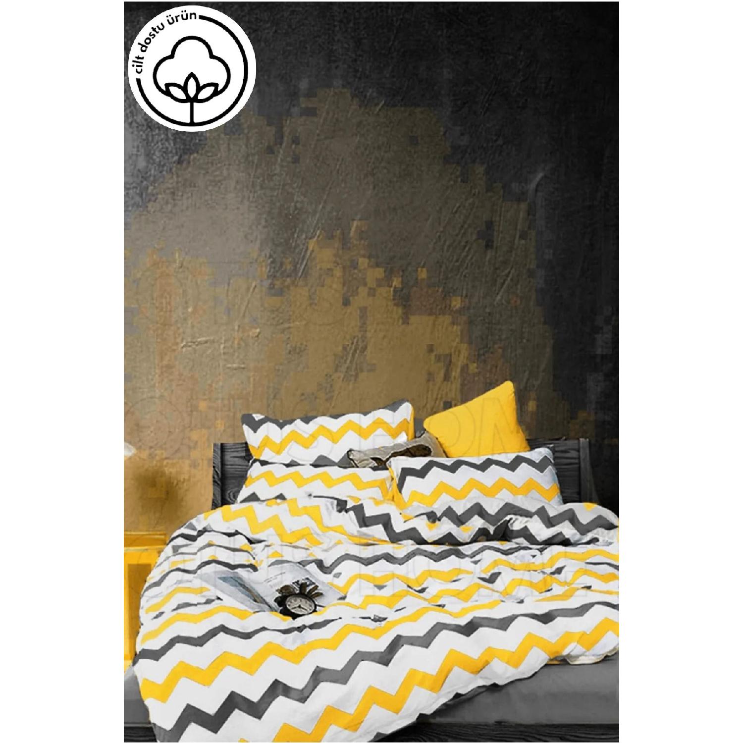 

Home Zigzag Pattern Cotton Double Duvet Cover Set - Set жёлтый