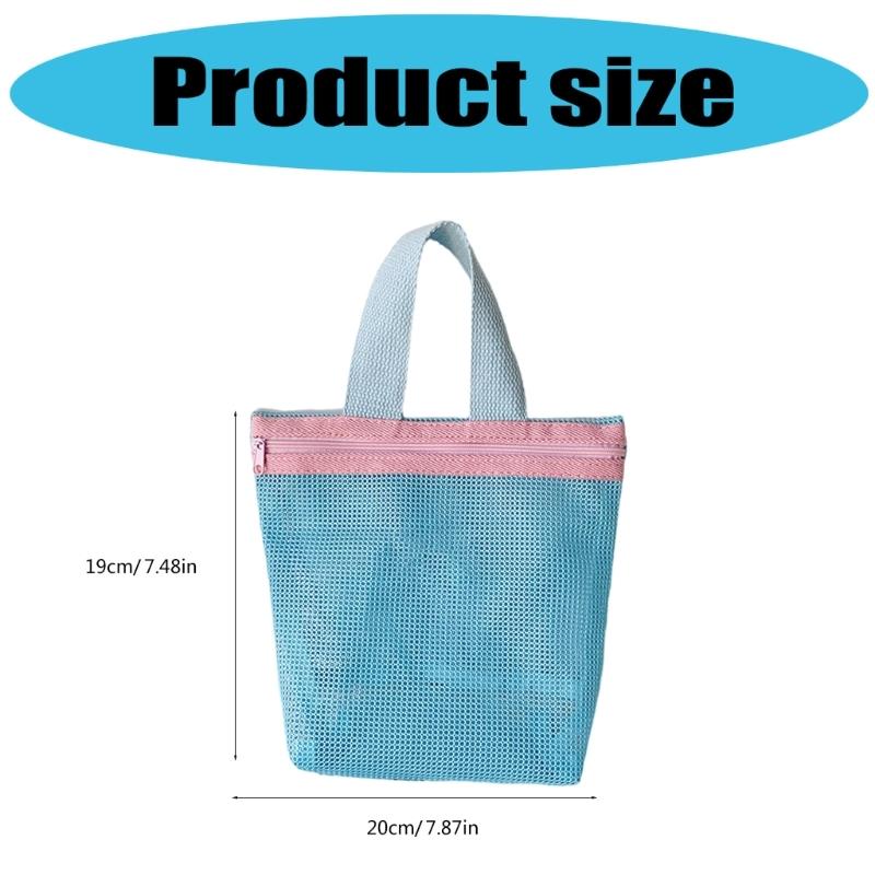 Mesh Pool Toted Bags Mesh Beach Bags with Zipper for Swim,Travel Small Cosmetic Bag Handbags Portable Toiletry Bags