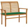 Day and Night - Day and Night Solid Teak Wood Garden Bench with Green Cushion 112 Cm