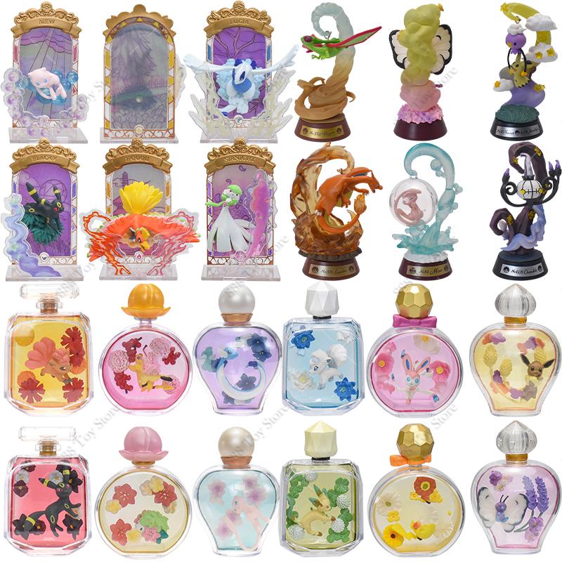 6Pcslots  Anime Figure Set Elf Ball Eevee Teacup Garden Succulent Plants Action Model Perfume Bottle Doll Toy Kids Gifts