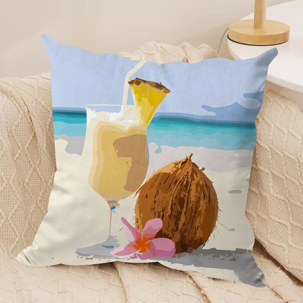 Summer Surfing Ins Art Cushion Cover Silky Short Plush Invisible Zipper Dustproof Sofa Pillow Case For Home Decor