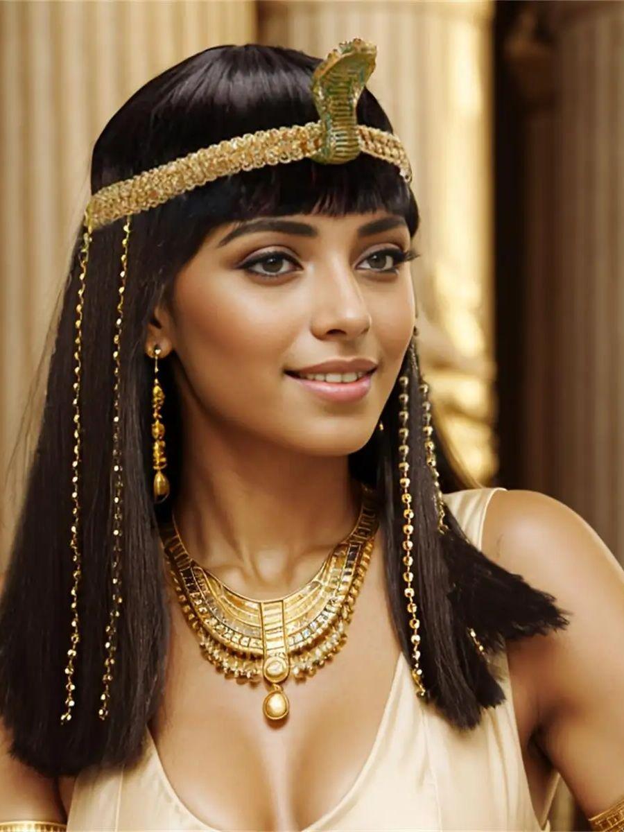 

Fashion Egyptian Queen Heat Resistant Synthetic Wig Short Straight Snake Headband Women s Cosplay Party