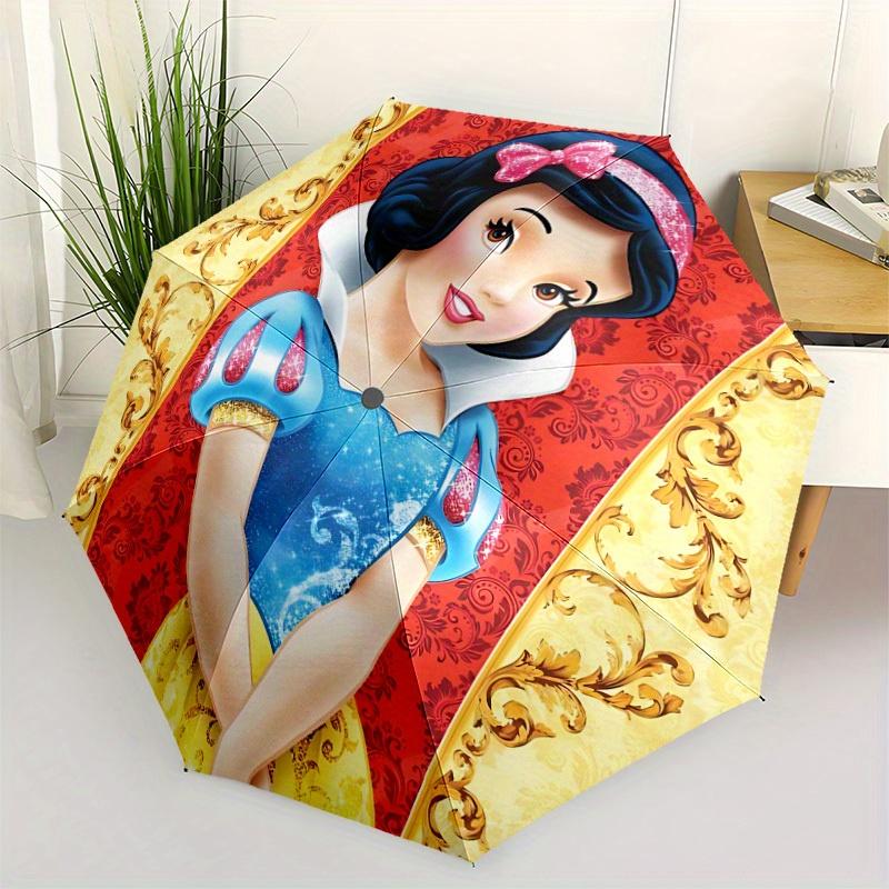 1pc Snow White Automatic Folding Umbrella, 8-Rib Portable & Foldable Design, Highqualityy0722051