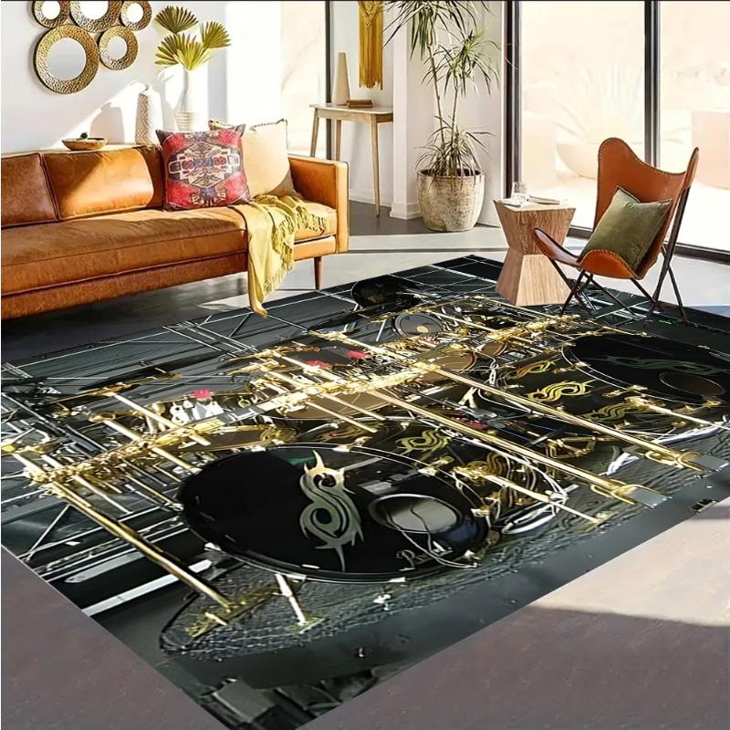 Drum Set Print Washable Carpet Mat Home Decor Bedroom Room Living Room Shoes Room Bed Blanket Carpet Kitchen Bathroom