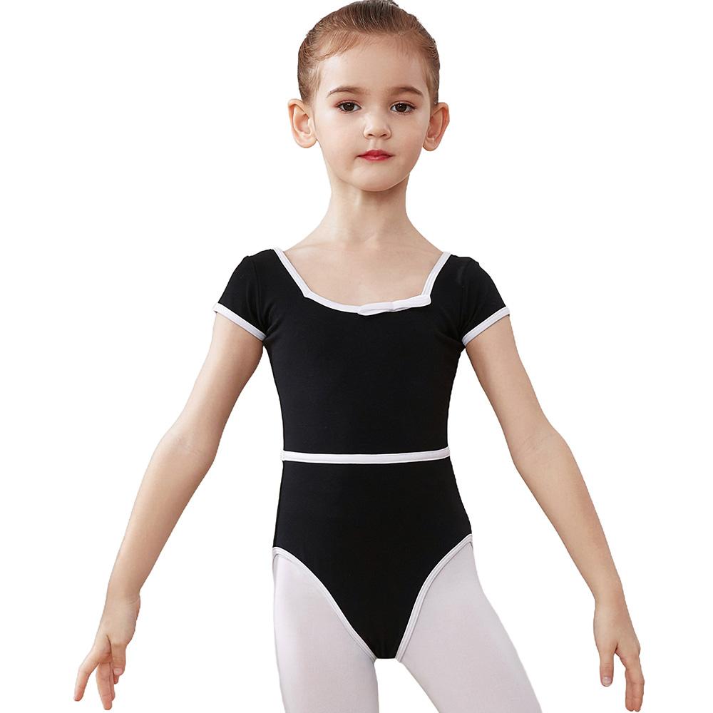 Ballet Leotards Kid Girls Short Sleeve Cotton Tulle Child Ballet Dance Clothes Dress Gymnastics Bodysuit