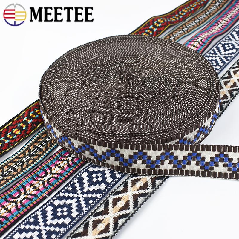 2/5/10Yards Meetee 30mm Polyester Webbing Ethnic Jacquard Ribbon Band Clothing Bags Decor Belt Fabric DIY Sewing Accessories