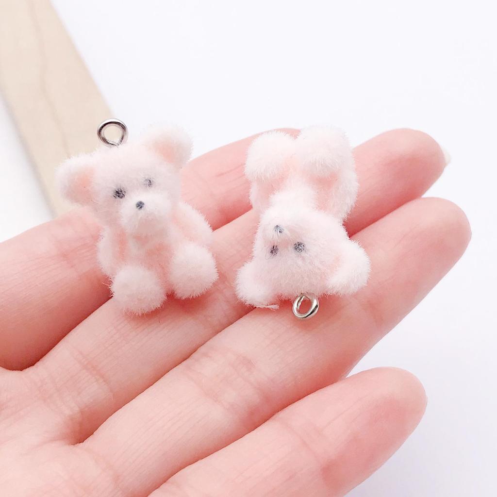 Flocked Resin Bear Pendant Figurine - Cute Accessory for Phone Chain, Keychain, or Backpack.