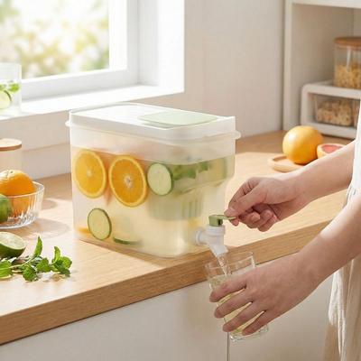 Med kran Kall dryckesbehållare 4L Kylskåp Vattenkanna Kallvattenkokare Utomhusbruk