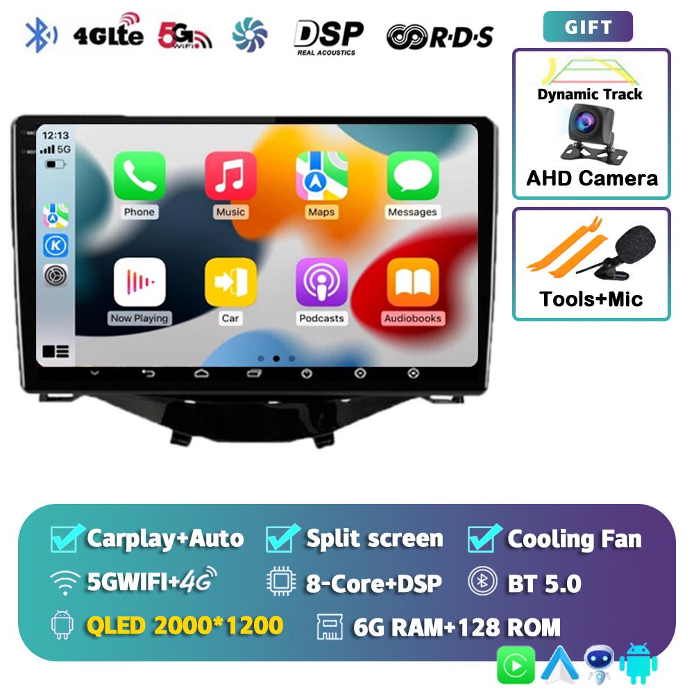 Android 14 Carplay Auto Car Radio For Toyota Aygo Peugeot 108 Citroen C1 2016-2020 Multimedia Video Player GPS Autoradio Stereo