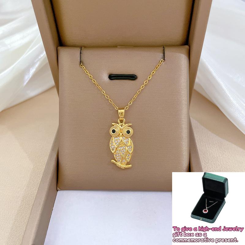 

Owl light luxury temperament gorgeous full diamond necklace female Internet celebrity versatile collarbone chain chain