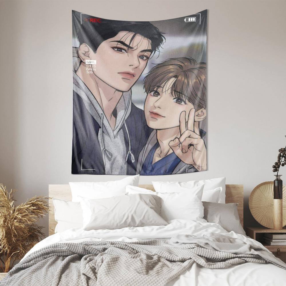 Romantic Anime Couple Tapestry Beautiful Art Wall Hanging Cozy Home Decor