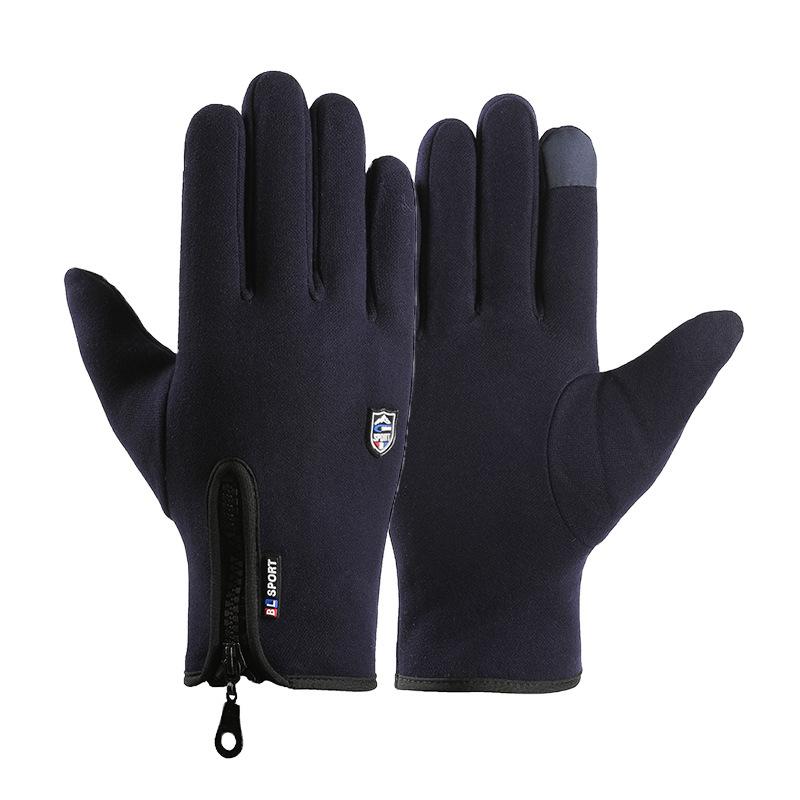 Warm Gloves Outdoor Cycling Gloves Men and Women's Sports Windproof and Cold Zipper Plus Velvet Autumn and Winter Touch Screen Gloves