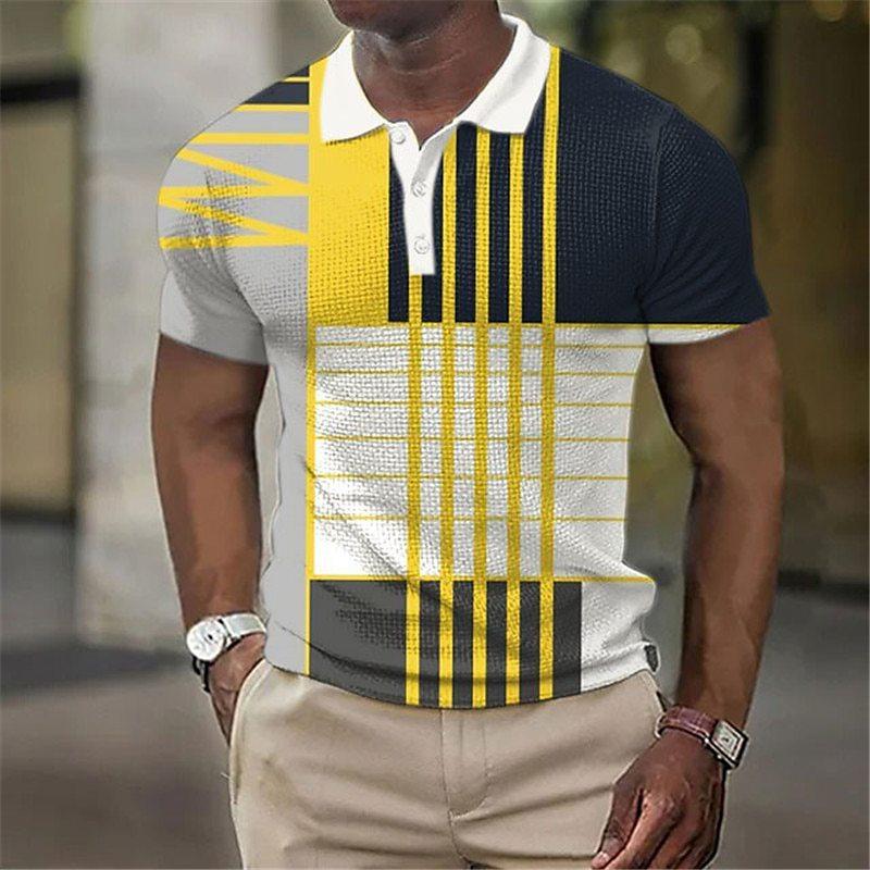 Polo pentru bărbați mânecă scurtă imprimeu 3D topuri modă poliester respirabil confortabil tricouri polo
