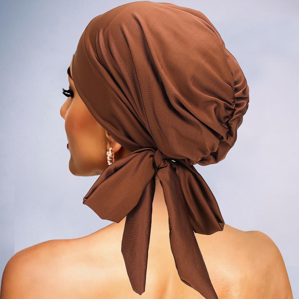 Turban Head Cover With Bow Tie Elastic Hat For Breathability