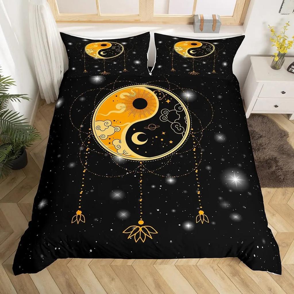 Black And White Duvet Cover Set Bohemian Mandala Bedding Set For Kids Child Yin And Yang Polyester Comforter Cover King Size