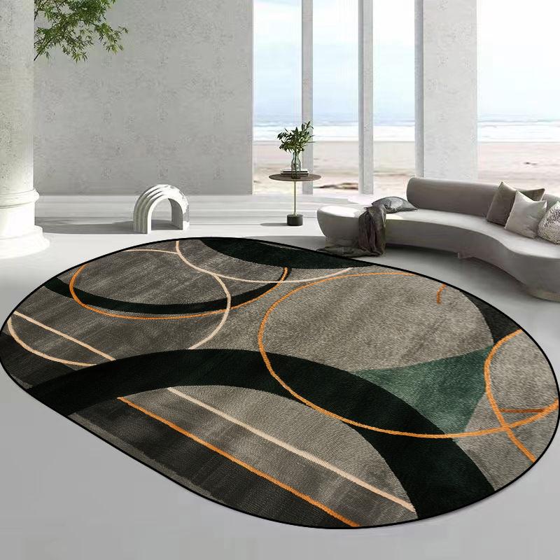 Modern Style Oval Carpets for Living Room Abstract Home Decoration Mat Large Bedroom Rug Non-slip Coffee Tables Mat Washable