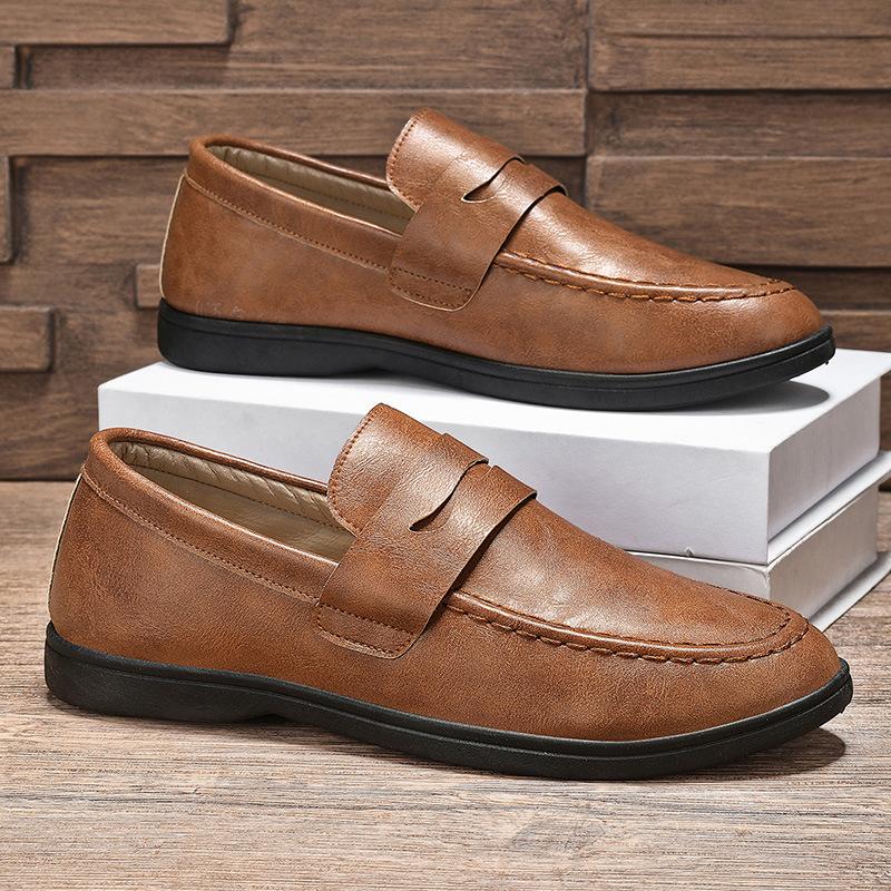 

Fashion 2025 Autumn New Men s Leather Casual Shoes Soft PU Mens Slip-on Lightweight Comfortable Driving Loafers Zapatillas Hombre Size46 46 коричневый