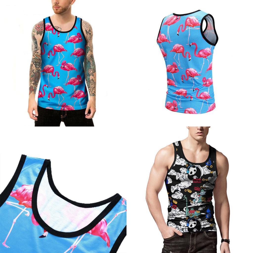 Mens 3d Printed Tank Top With Premium Quality Polyester For Summer Gym Fitness