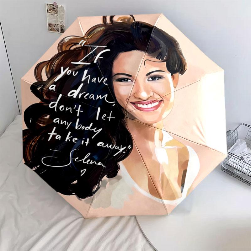 1 PC Automatic Folding Umbrella - Selena Quintanilla Pattern Portable Foldable Design With 8 Ribs Christmas Birthday Gifts