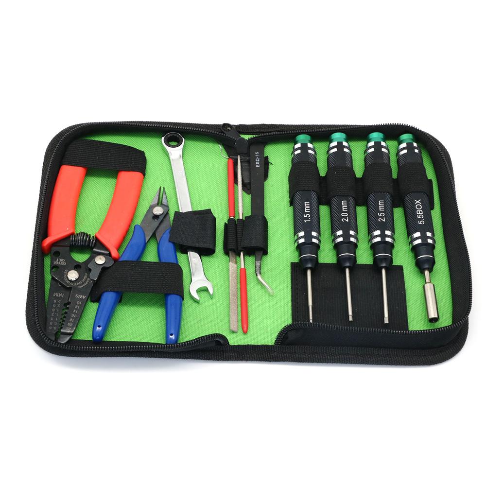 10 in 1 RC Tools Kits Box Set Screwdriver Pliers Hex Sleeve Hand Repair Tools for RC Car Boat Quadcopter Multirotors Mode