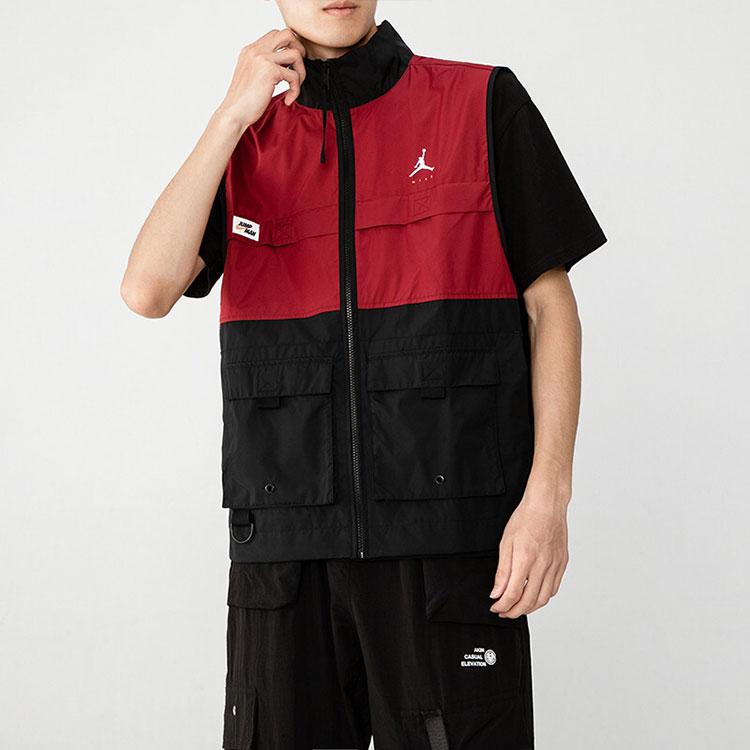 Jordan Casual Letter Print Zip-Up Spliced Vest Men Vests Red DC7305-677
