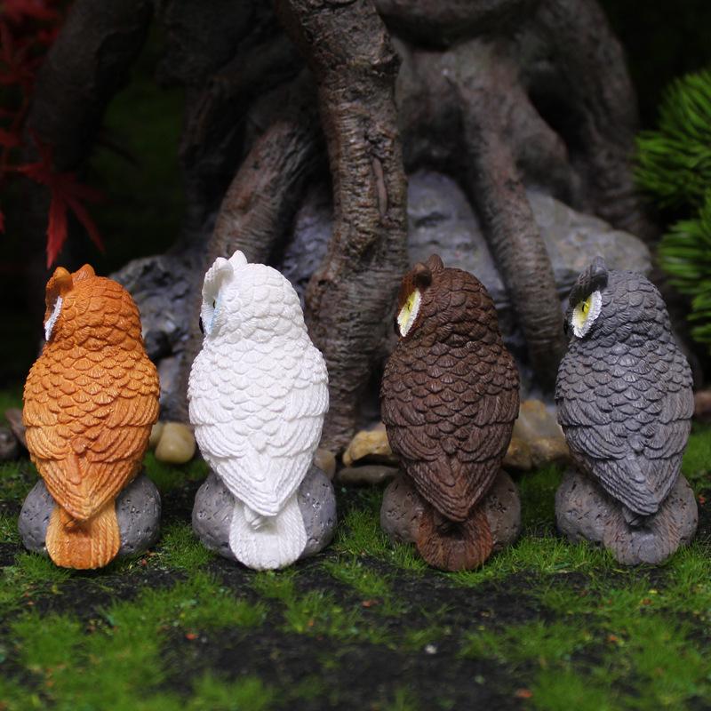 Artisanat en Résine Hibou de Simulation: Ornements de Jardin Micro Paysage