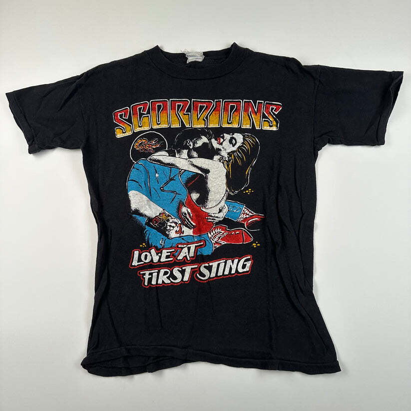 80s Scorpions Shirt Love At First Sting reprinted black tee shirt  QT1378 Unisex T-Shirt M